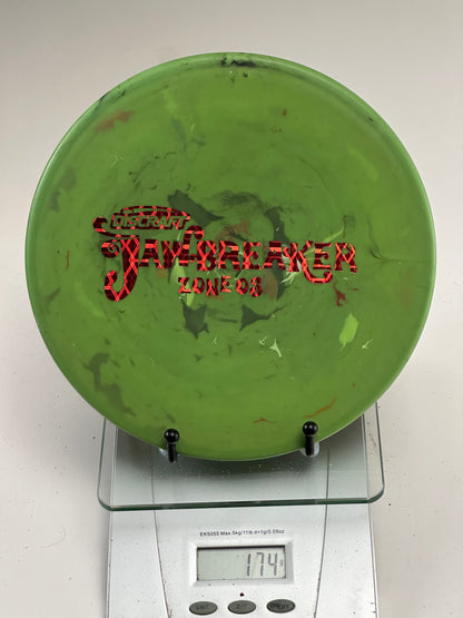 Discraft Zone OS Jawbreaker Swirly Green w/ Red Foil Stamp