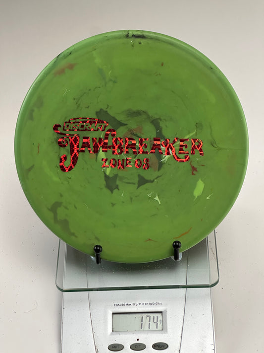 Discraft Zone OS Jawbreaker Swirly Green w/ Red Foil Stamp