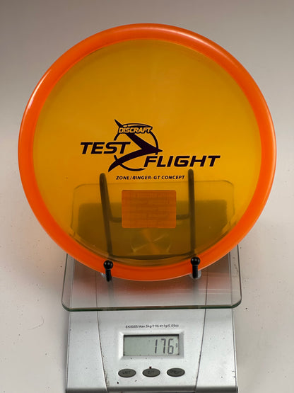 Discraft Test Flight Zone/Ringer GT Concept – Translucent Yellow w/ Orange Rim (176g)