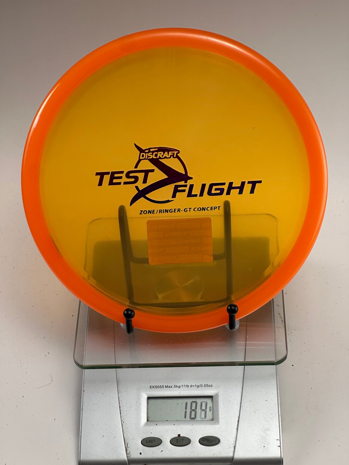Discraft Zone/Ringer-GT Concept Test Flight – Translucent Yellow w/ Orange Rim