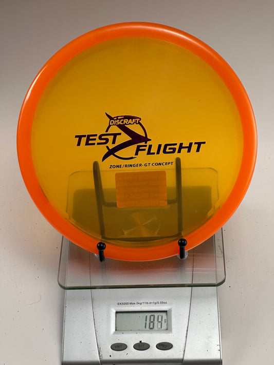 Discraft Zone/Ringer-GT Concept Test Flight – Translucent Yellow w/ Orange Rim