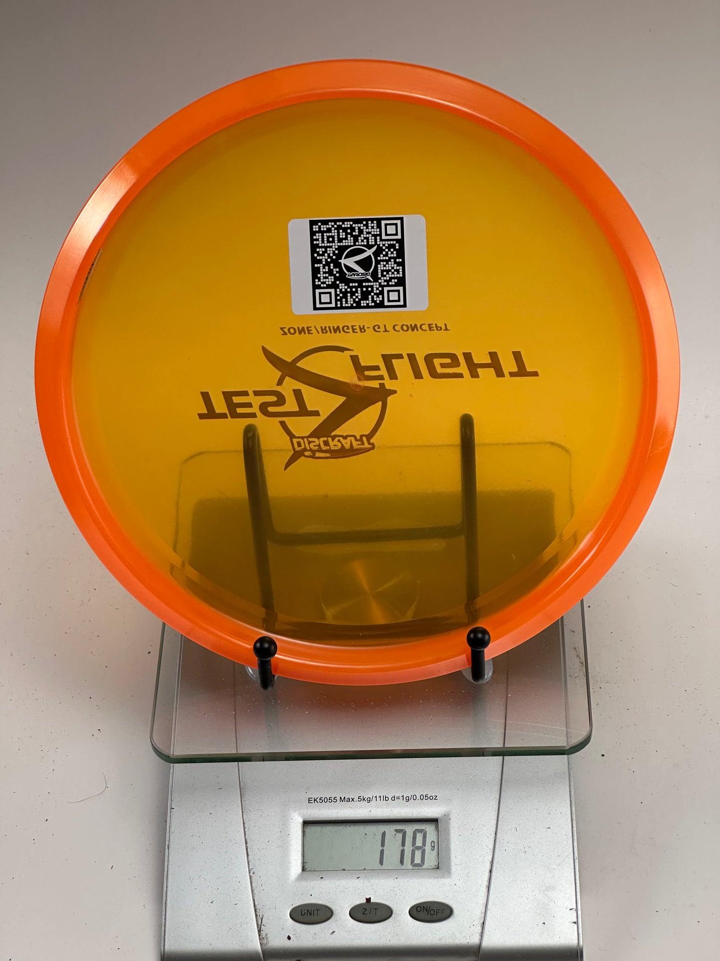 Discraft Zone/Ringer-GT Concept Test Flight – Translucent Yellow w/ Orange Rim
