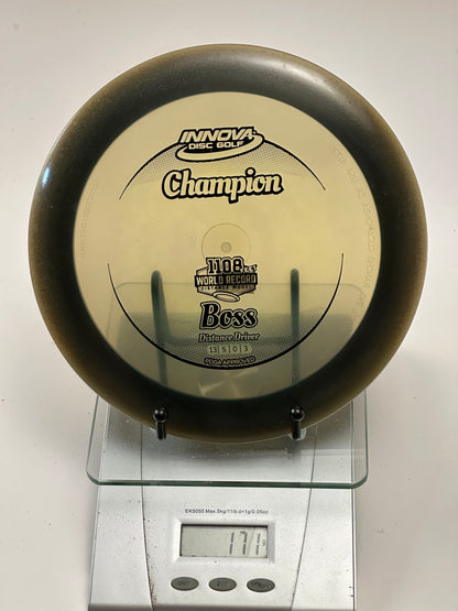 Innova Champion Boss Distance Driver – Clear w/ Smoky Black Rim (1108 Stamp)