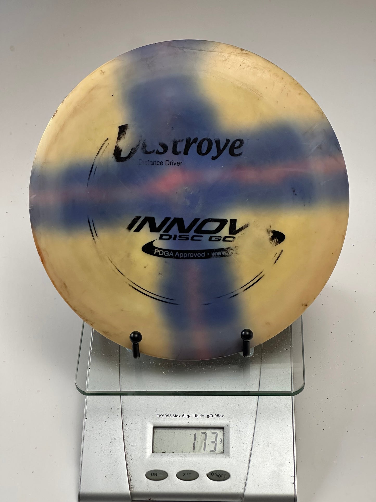 Innova Pro Destroyer Distance Driver – Swirly Yellow/Blue/Red (Used)