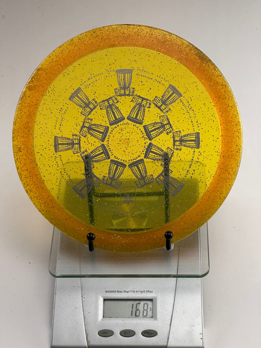 Innova Metal Flake Champion Firebird – Yellow w/ Orange Rim, Event Stamp