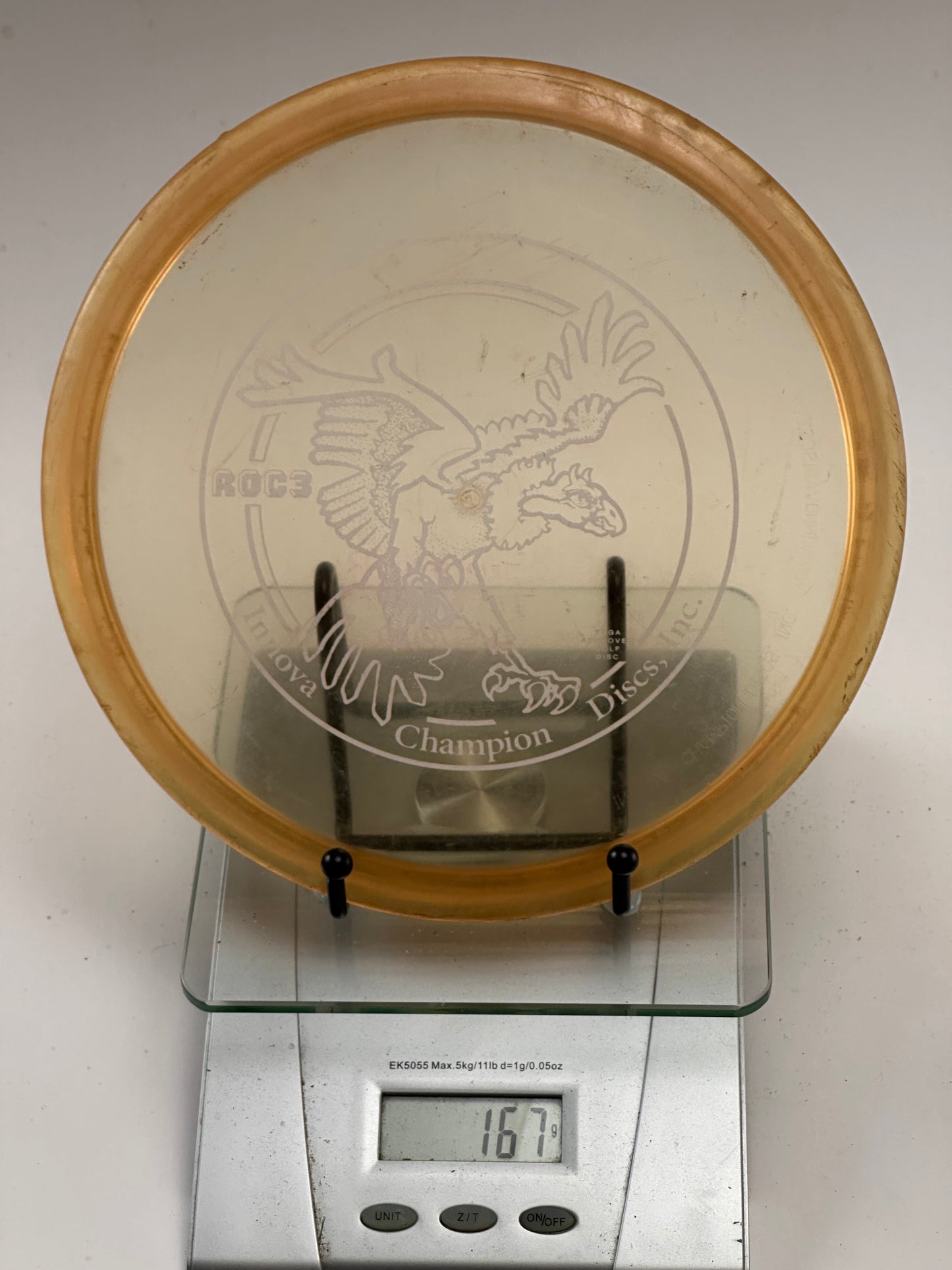 Innova Roc3 Champion Midrange 167g Clear w/ Amber Rim Eagle Stamp