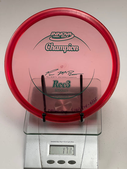 Innova Champion Roc3 Midrange – Transparent Red, Paul McBeth 2012 Stamp, Ink