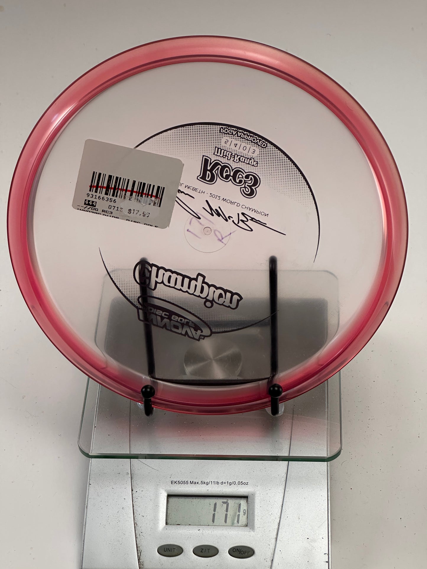 Innova Champion Roc3 Midrange – Paul McBeth 2012 WC Stamp, Transparent Red
