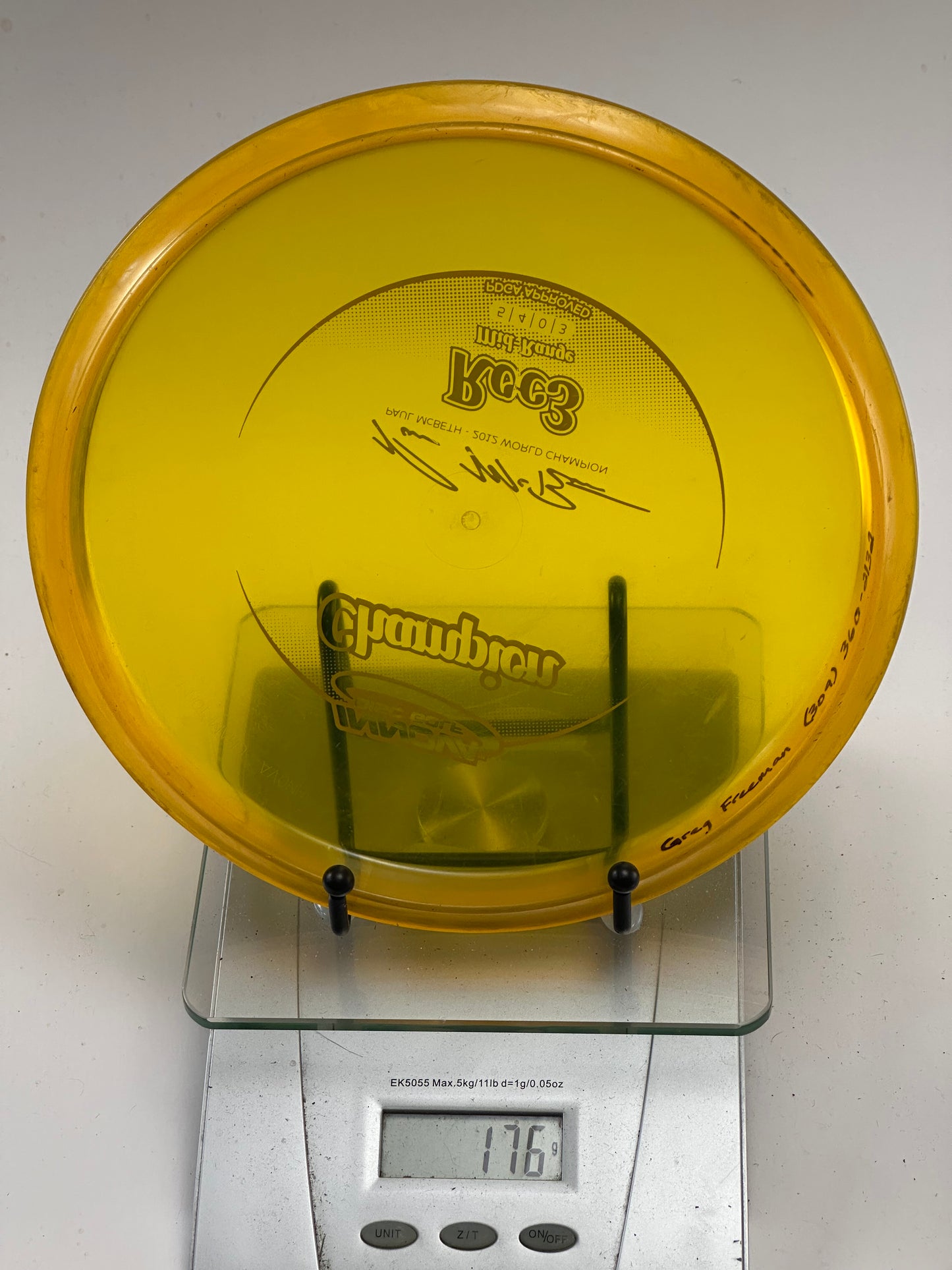Innova Champion Roc3 Midrange - Transparent Yellow, McBeth 2012 Stamp, Rim Ink