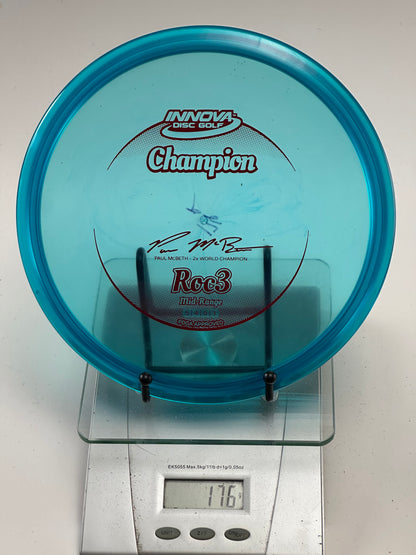 Innova Champion Roc3 Midrange - Transparent Teal - McBeth 2x Stamp, Ink