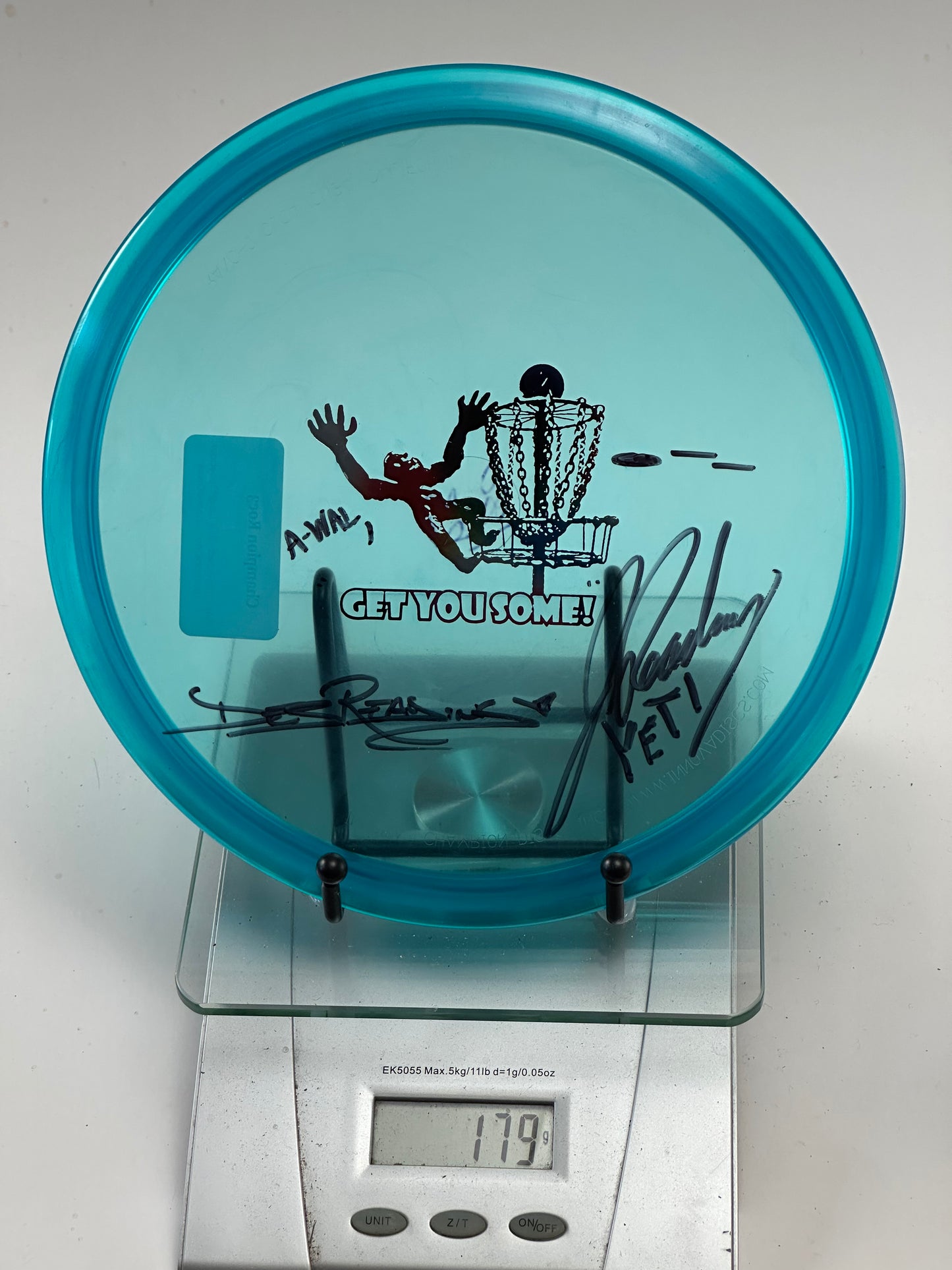 Innova Champion Roc3 Clear Teal "Get You Some!" Stamp w/ Dual Signatures