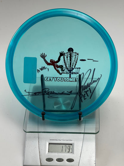 Innova Champion Roc3 Clear Teal "Get You Some!" Stamp w/ Dual Signatures