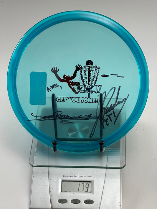 Innova Champion Roc3 Clear Teal "Get You Some!" Stamp w/ Dual Signatures
