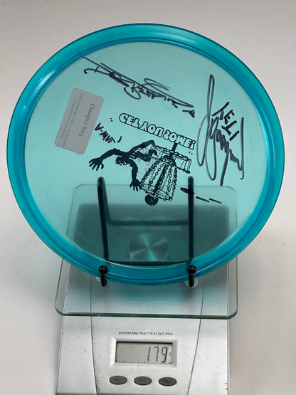 Innova Champion Roc3 Clear Teal "Get You Some!" Stamp w/ Dual Signatures