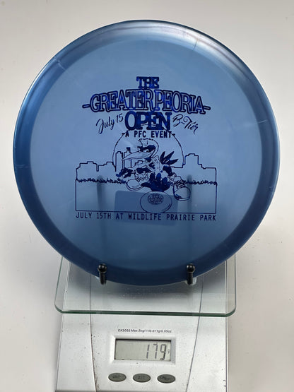 Innova Champion Roc3 Clear Blue Greater Peoria Open Tournament Stamp (Ink-Free)