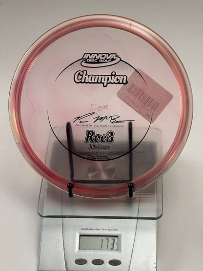 Innova Champion Roc3 – Clear w/ Pink Rim, Paul McBeth Signature (Black Stamp)
