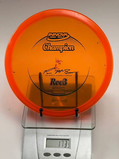 Innova Champion Roc3 Midrange (Paul McBeth 2x Stamp) Transparent Orange, Ink