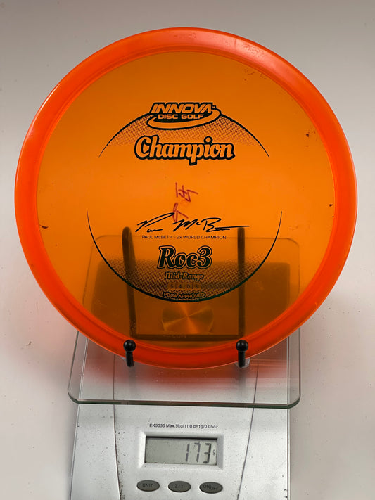 Innova Champion Roc3 Midrange (Paul McBeth 2x Stamp) Transparent Orange, Ink