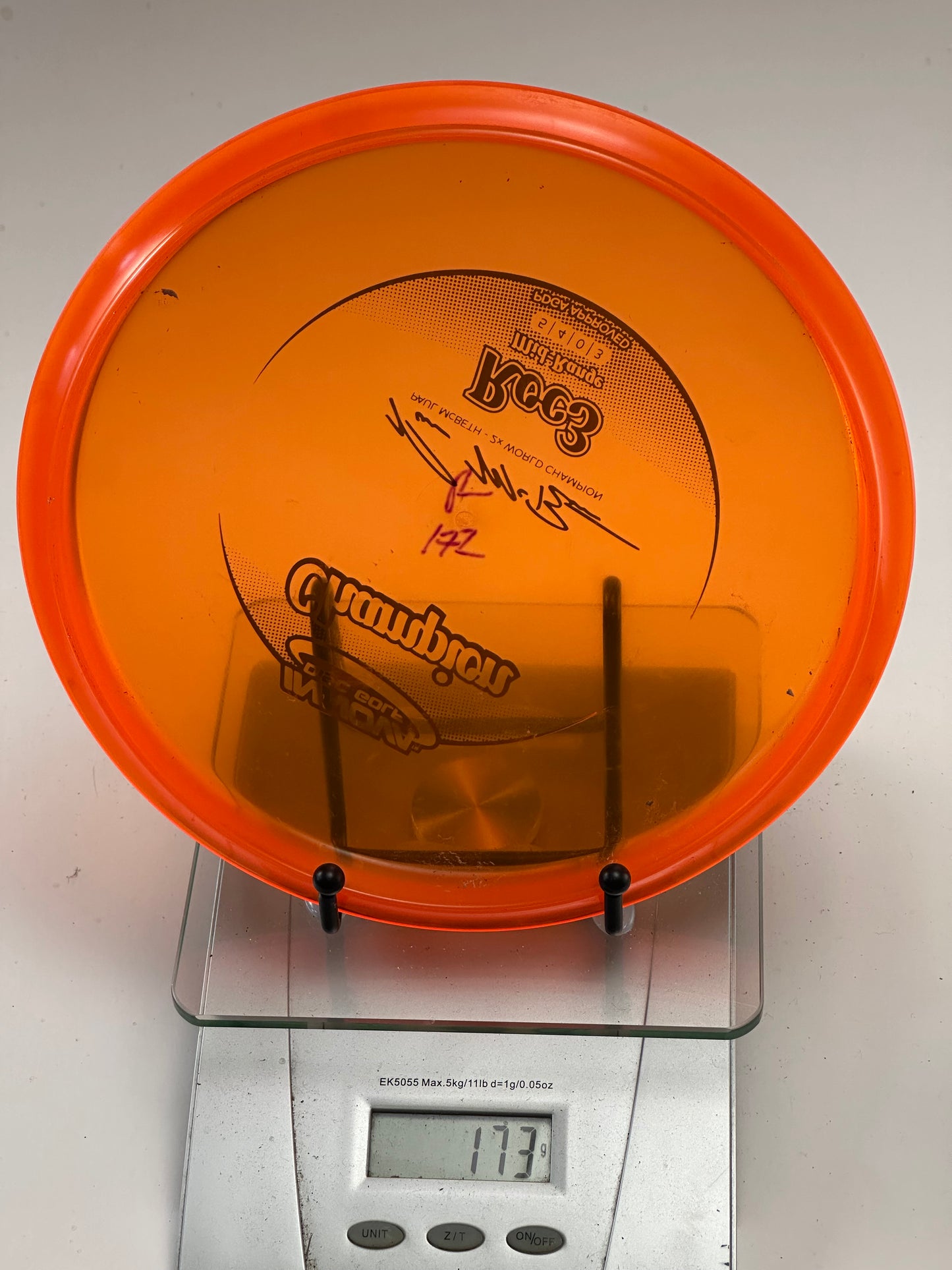 Innova Champion Roc3 Midrange (Paul McBeth 2x Stamp) Transparent Orange, Ink