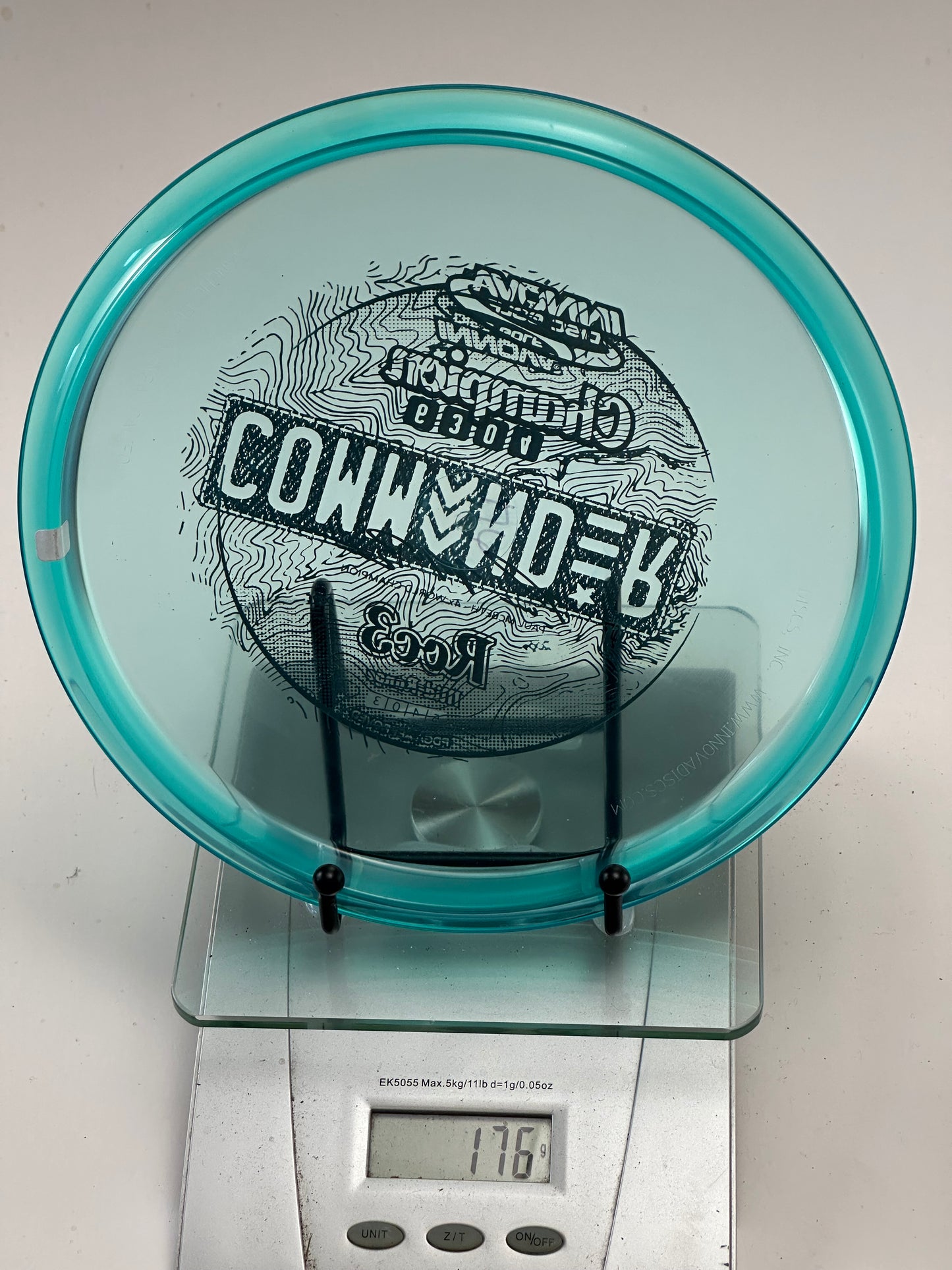 Innova Champion Roc3 – Transparent Teal – Commander Stamp (No Ink)