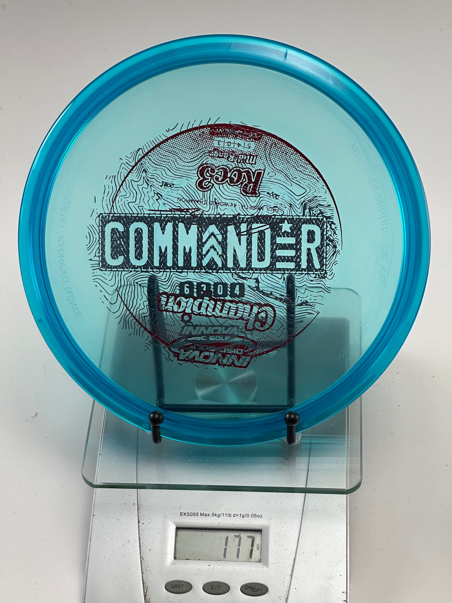 Innova Champion Roc3 Transparent Teal Commander Stamp (No Ink)