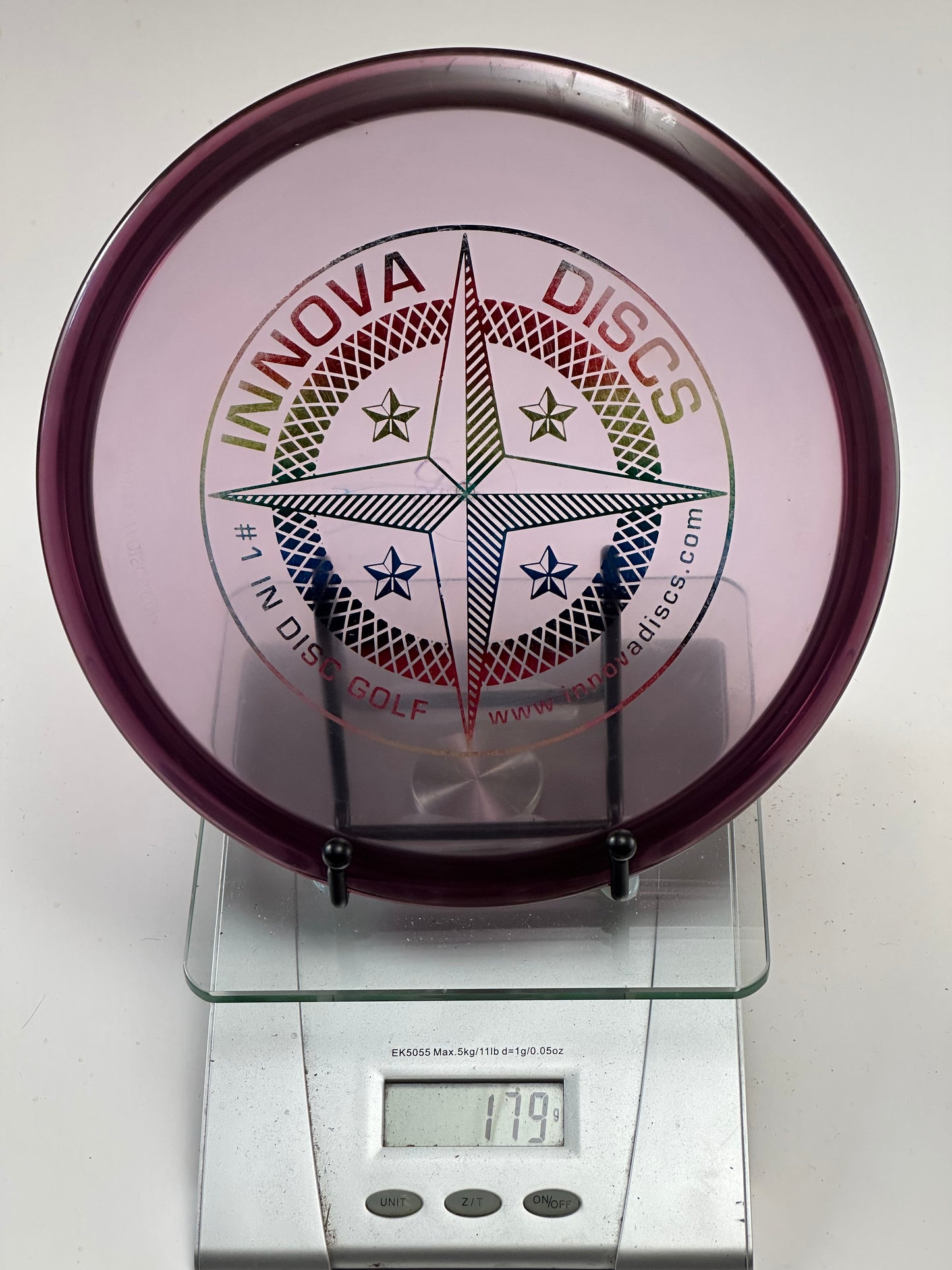 Innova Roc3 Champion Midrange (179g) Transparent Purple, Compass Rainbow Stamp