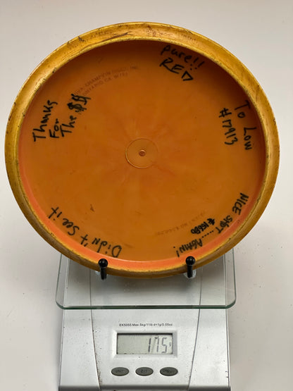 Innova DX Roc (San Marino) Yellow 174g — Hand-Drawn Stamp, Ink, Heavy Wear