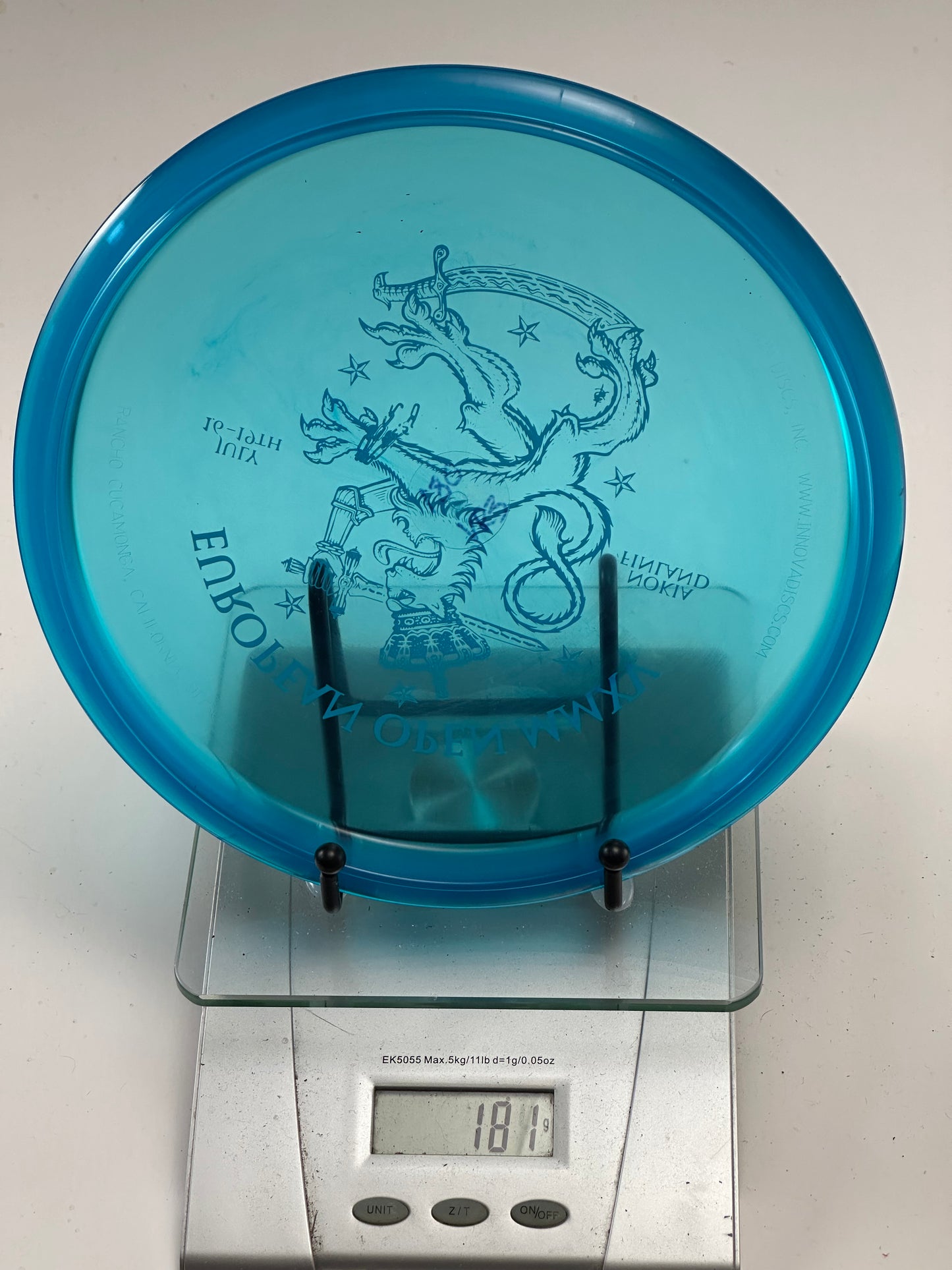 Innova Roc VRoc Champion Transparent Blue European Open 2015 Stamp