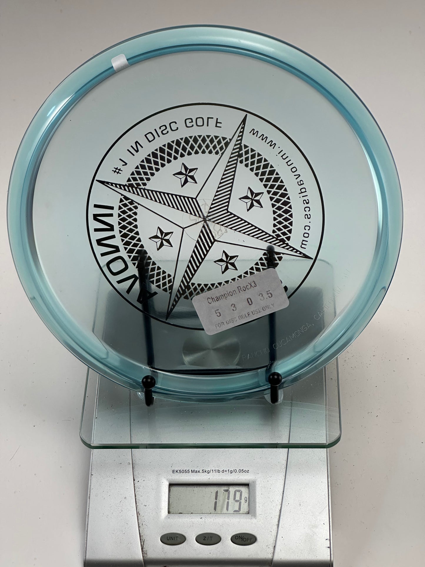 Innova RocX3 Champion Midrange (179g) - Transparent Aqua, Compass Stamp
