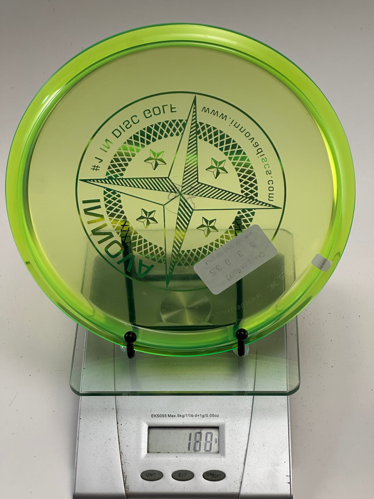 Innova Champion RocX3 Midrange – Transparent Yellow-Green, Compass Stamp (180g)
