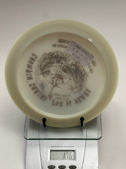 Innova Champion Glow Shryke – White – Chain Chomper Peoria Frisbee Club Stamp