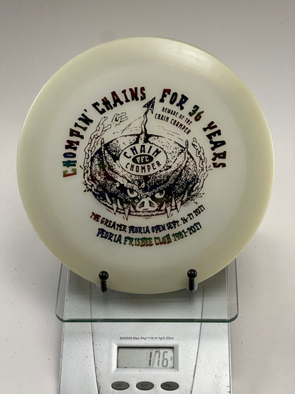 Innova Champion Glow Shryke (Chain Chomper Peoria Frisbee Club Stamp) White