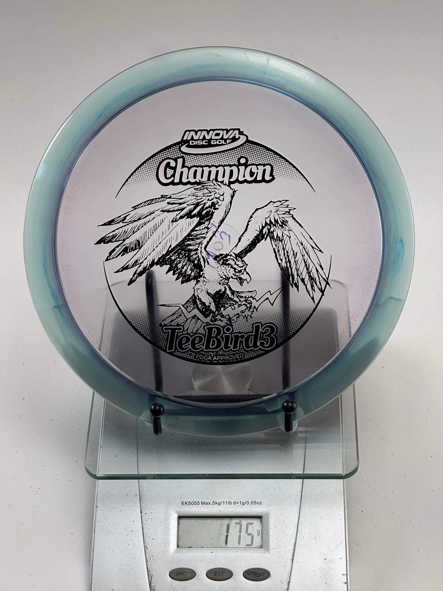 Innova Champion Teebird3 – Clear w/ Blue Rim, Eagle Stamp (175g) Used