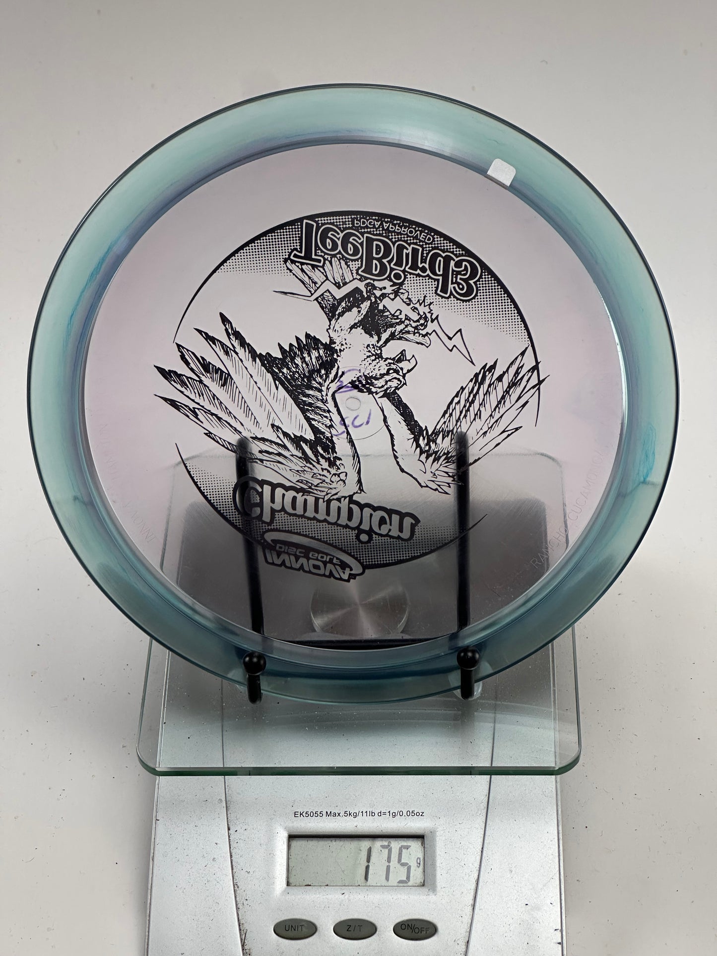 Innova Champion Teebird3 – Clear w/ Blue Rim, Eagle Stamp (175g) Used