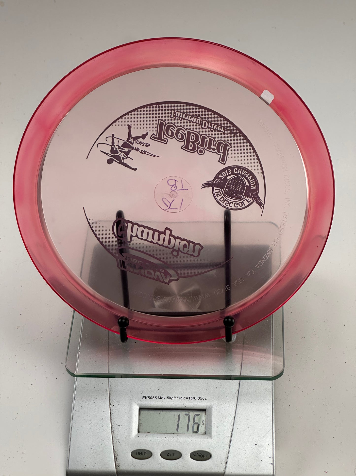 Innova Champion TeeBird Pink Transparent 2013 US Disc Golf Champion Stamp