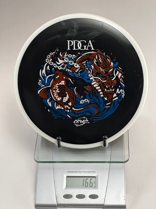 MVP Fission Crave Fairway Driver (166g) - Black w/ White Rim, PDGA Koi/Dragon