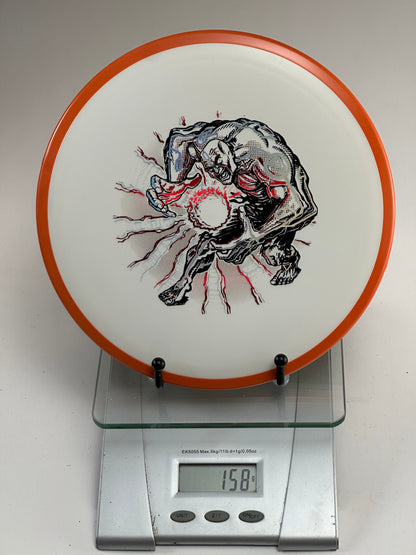MVP Fission Crave Fairway Driver – White w/ Orange Rim, Superhero Stamp
