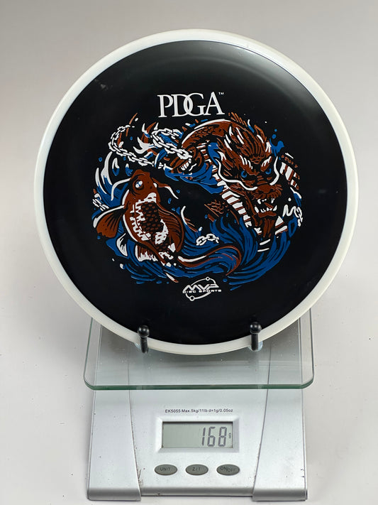 MVP Fission Crave Fairway Driver | Black w/ White Rim | PDGA Dragon & Koi Stamp