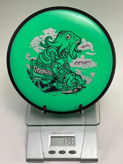 MVP Neutron Detour (Gyropalooza 2023) Octopus Stamp - Green/Black Rim 179g