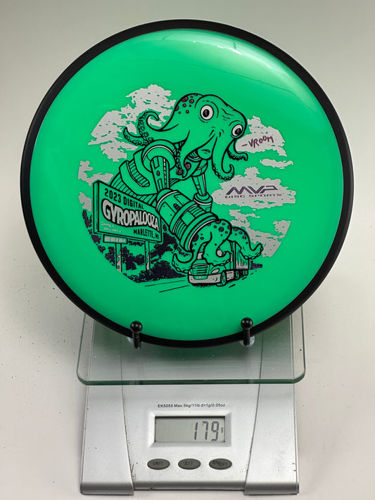 MVP Neutron Detour (Gyropalooza 2023) Octopus Stamp - Green/Black Rim 179g