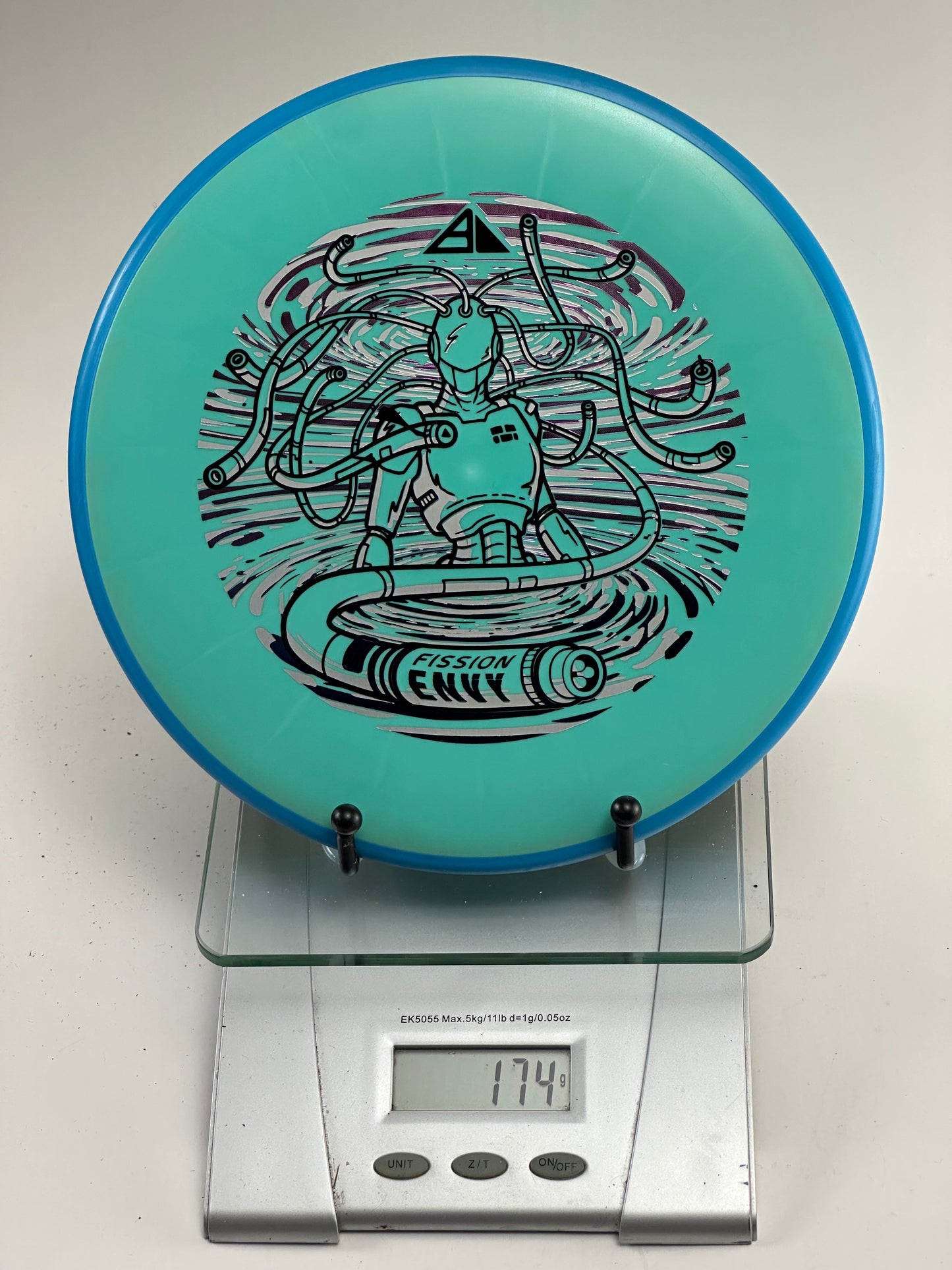 MVP Fission Envy Putter/Approach – Turquoise with Blue Rim (Robot Stamp) 174g