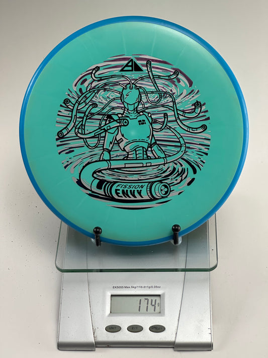 MVP Fission Envy Putter/Approach – Turquoise with Blue Rim (Robot Stamp) 174g