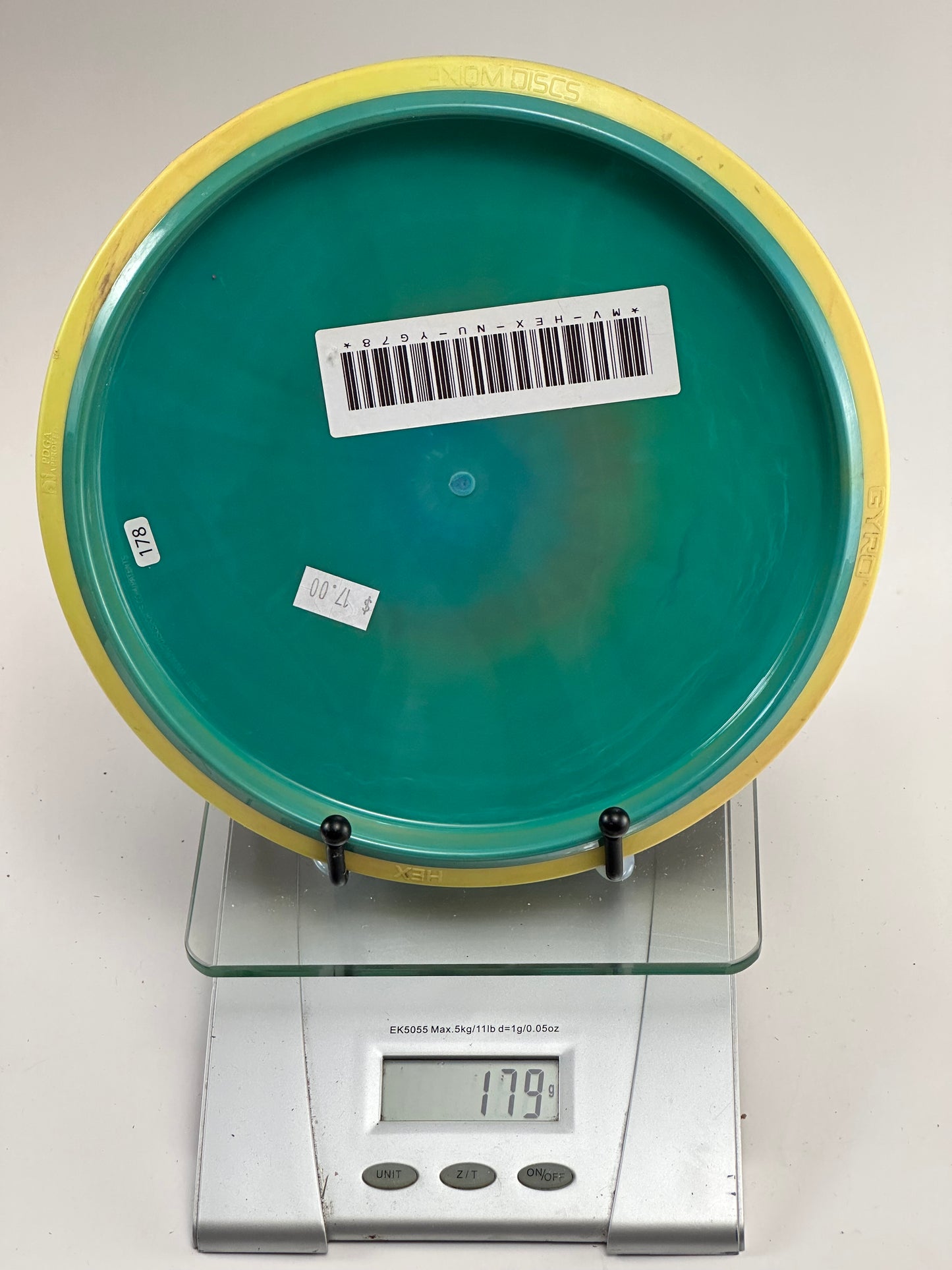 MVP Neutron Hex Midrange (Teal w/ Yellow Rim) 180g