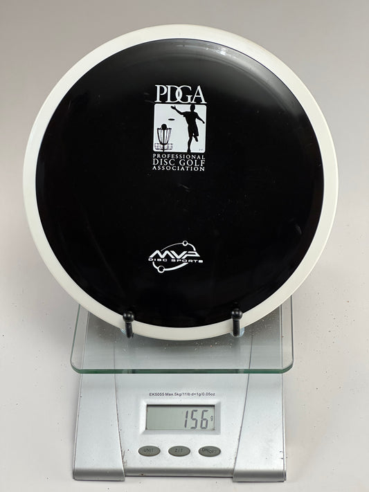 MVP Inertia (Electron) Distance Driver – Black w/ White Rim, PDGA Stamp, 156g