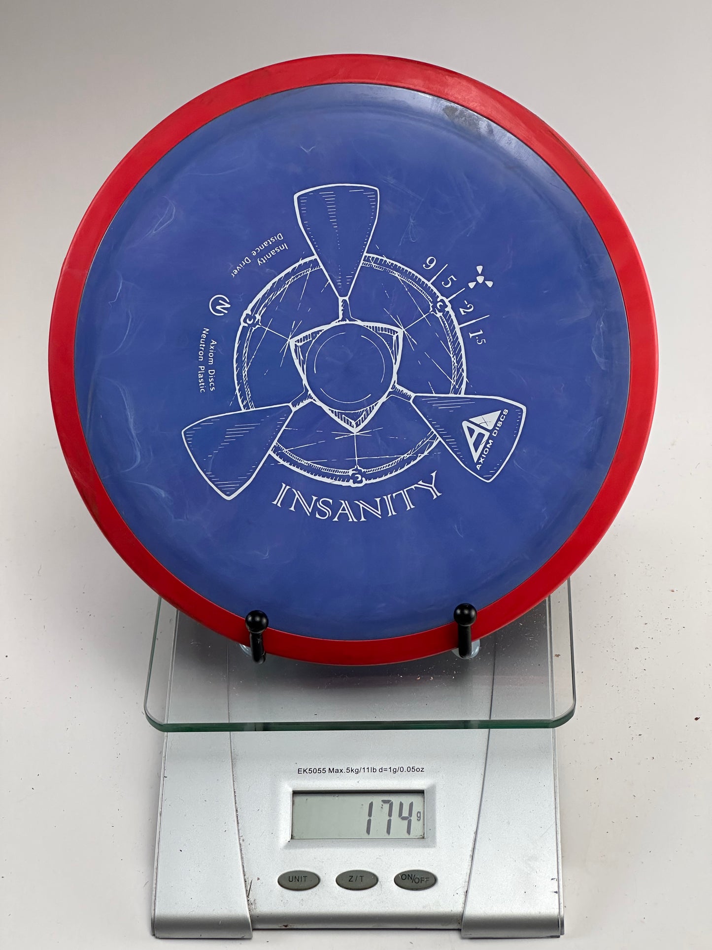MVP Neutron Insanity Distance Driver 174g - Blue w/ Red Overmold