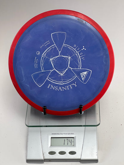MVP Neutron Insanity Distance Driver 174g - Blue w/ Red Overmold