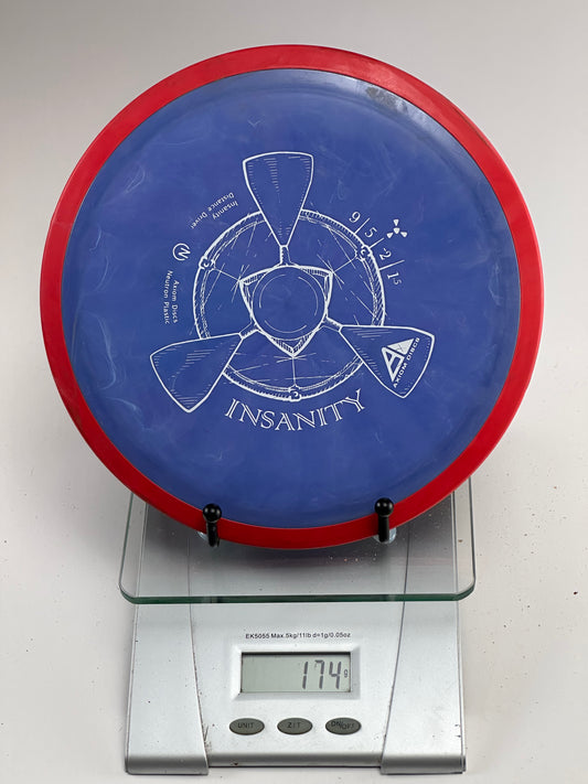 MVP Neutron Insanity Distance Driver 174g - Blue w/ Red Overmold