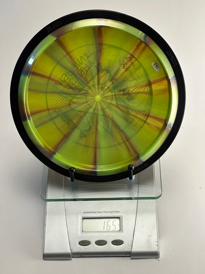 MVP Plasma Tesla Distance Driver (Factory Misprint) Yellow-Green Swirl, Black Rim