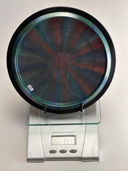 MVP Plasma Tesla Distance Driver (Swirly Blue/Green/Red, Black Rim) 159g