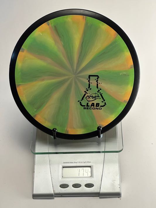 MVP Plasma Tesla Lab Second Distance Driver (Green/Orange Swirl, 174g)